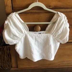 Textured white crop top